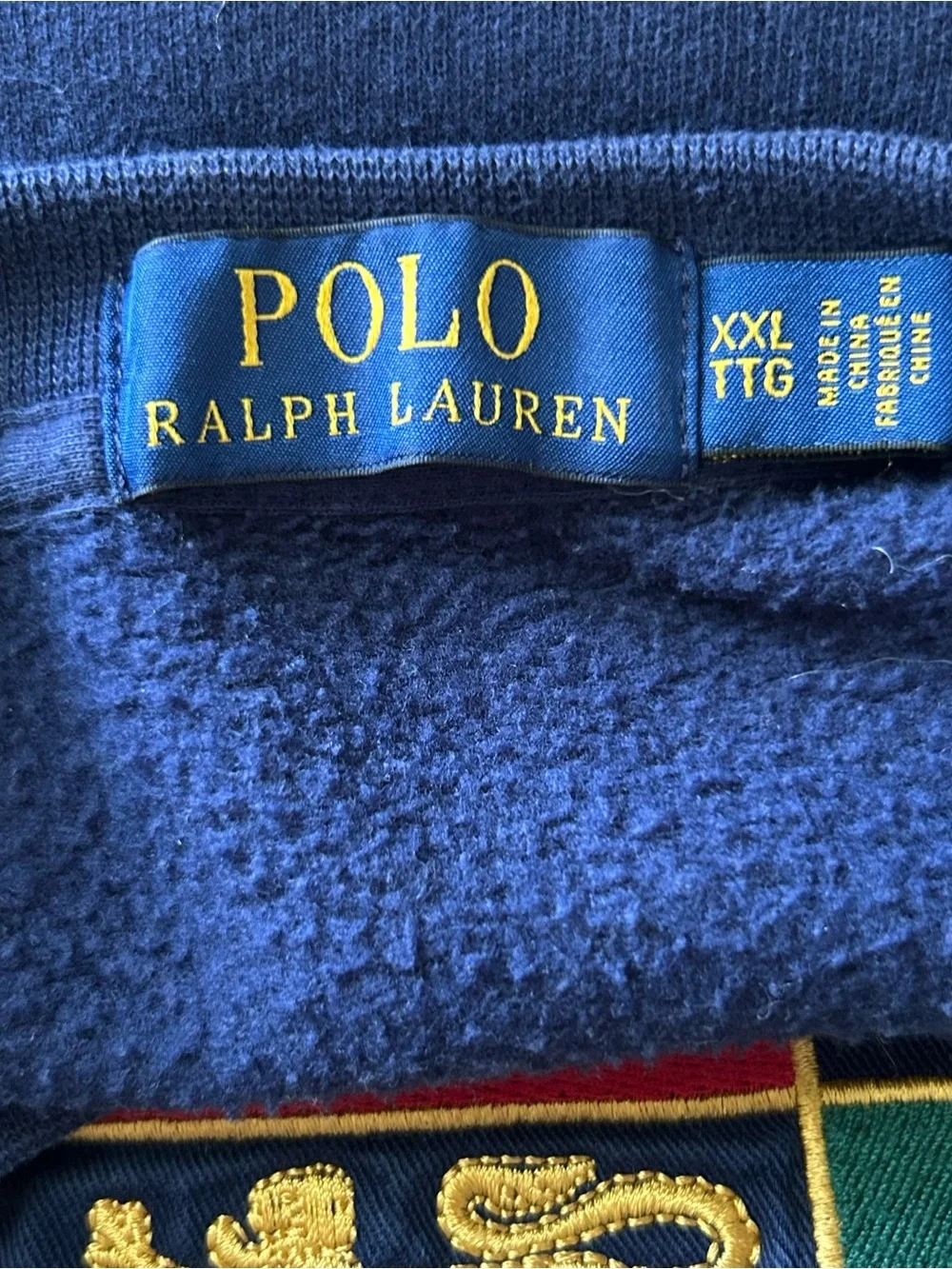 Polo Ralph Lauren | Men's Embordered Logo Crest Sweatshirt Navy Blue Size XXL